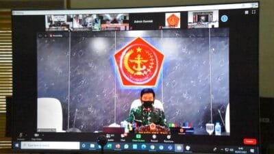 Rakor Vidcon ini langsung terintegrasi ke ruang Vidcon Makorem 044/Gapo Jalan Jenderal Sudirman Km 4.5 Palembang, Jumat (2/7/2021)