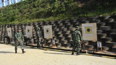 di Lapangan Tembak Yon Arhanudri 12/SBP Km 18 Kelurahan Sukamoro Kecamatan Talang Kelapa Kabupaten Banyuasin Provinsi Sumatera Selatan, Selasa (24/8/2021).