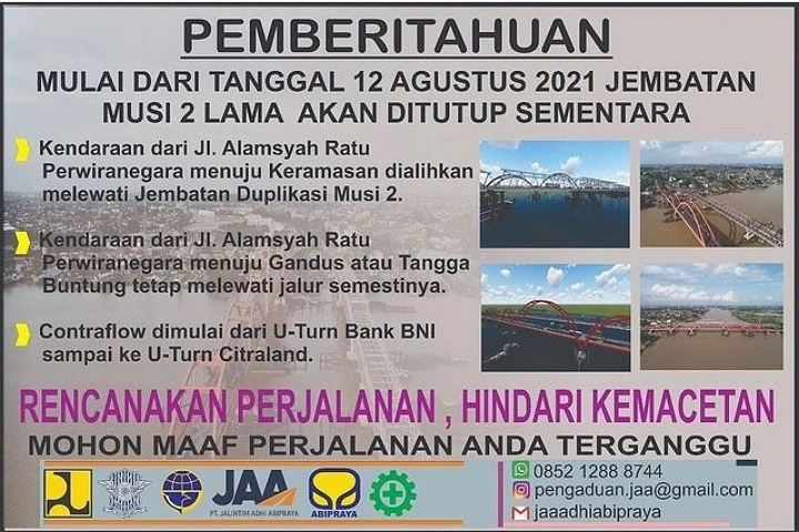 Perbaikan Jembatan Musi II Berlokasi di Kecamatan Gandus