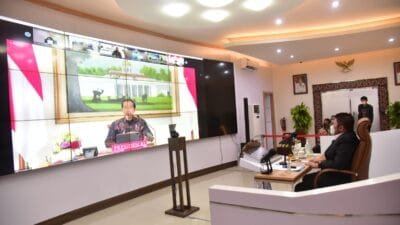 Gubernur Sumsel H Herman deru Vidcon Bersama Presiden Jokowi