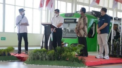Launching Pengoperasian Kereta Api Bandara Yogyakarta International Airport (KA Bandara YIA), Jumat (27/08/2021), di Stasiun KA Bandara YIA, Kulonprogo, Daerah Istimewa Yogyakarta (DIY).