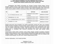 Empat Orang Calon Sekda Lahat Dinyatakan Lulus