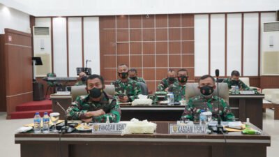 Pangdam II Sriwijaya Vidcon Bersama Panglima TNI Evaluasi Penanganan Covid-19 dan Vaksinasi