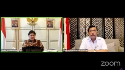 Menteri Koordinator Bidang (Menko) Perekonomian Airlangga Hartarto dalam Keterangan Pers mengenai Perkembangan PPKM Terkini, Senin (13/09/2021) malam, secara virtual.