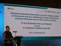 Pakai REC, PLN Pasok Listrik EBT 170 MVA ke Smelter di KEK Palu