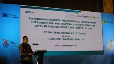 penandatanganan Perjanjian Jual Beli Tenaga Listrik (PJBTL) dan Perjanjian Jual Beli Renewable Energy Certificate (PJBREC) Daya 170 MVA, PT ATS kini resmi beralih menggunakan energi hijau.
