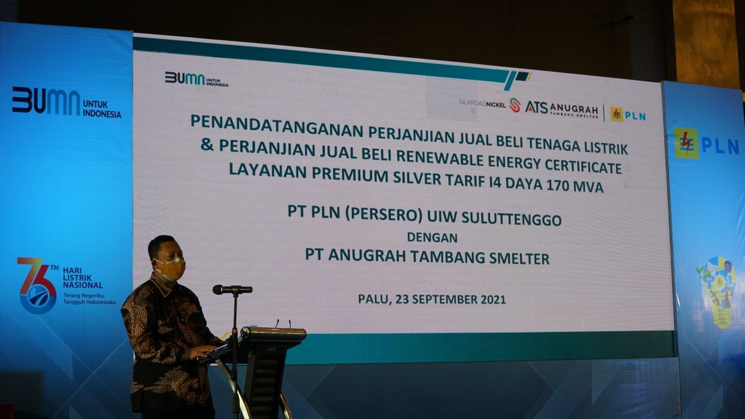 penandatanganan Perjanjian Jual Beli Tenaga Listrik (PJBTL) dan Perjanjian Jual Beli Renewable Energy Certificate (PJBREC) Daya 170 MVA, PT ATS kini resmi beralih menggunakan energi hijau.
