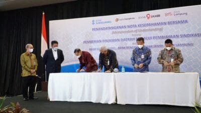 Tekan MoU Kerjasama Bank Sumsel Babel, Bank Jambi, Bank Lampung dan  Bank Bengkulu