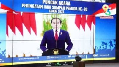 puncak peringatan  Hari Sumpah Pemuda (HSP) Ke-93 tahun 2021 secara virtual, bertempat di  Command Center Kantor Gubernur Sumsel (28/10).