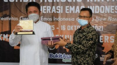 acara Grand Final Lomba Menulis Kritis 2021 Generasi Emas Indonesia yang dilaksanakan di Aula Fakultas Teknik universitas Sriwijaya, Jumat (15/10).