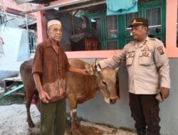 Kapolrestabes Palembang Berikan Hewan Kurban Sapi di Mushola Mujahidin, Kemang Agung 