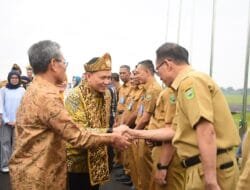 Tiba di Palembang, Pj Gubernur Elen Setiadi  Bersama Pj Ketua TP PKK Melza Ayu Rahminia Disambut Sekda dan Forkopimda Sumsel