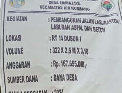 Proyek Jalan di Desa Rimba Jaya Banyuasin Bermasalah, Diduga Kurang Material dan Kualitas Buruk