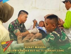 Peduli Kesehatan Anak, Yonkav 5/DPC dan Polkes Karang Endah Gelar Sunat Massal Gratis