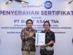 Bukit Asam (PTBA) Raih Sertifikat Berstandar Internasional untuk Layanan Teknologi Informasi