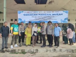 Polsek Betung Gelar Gerakan Pangan Murah, 10 Ton Beras Ludes Terjual