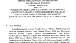 Menteri PANRB Terbitkan Aturan WFA bagi ASN Saat Libur Nyepi dan Idulfitri 2026