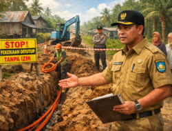 Proyek Digitalisasi Disorot, Pemkab OKI Hentikan Galian FO Tak Berizin di Air Sugihan