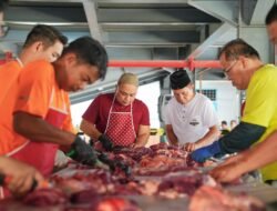 Tebar Kepedulian, PLN UID S2JB Bagikan Daging Qurban kepada Warga Palembang