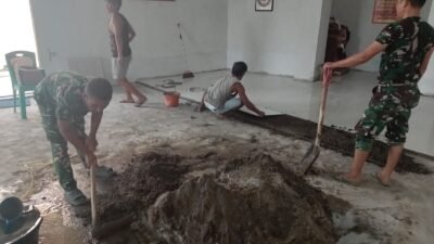 Progres Sasaran 10 TMMD Ke-129 Kodim 0418/Palembang, Rehab Mushola Baitul Makfurin Terus Dikebut
