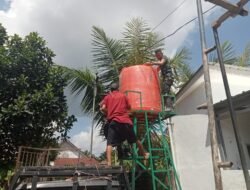 TMMD ke-129 Kodim 0418/Palembang Rampungkan Pemasangan Tandon Air  Fasilitas Sumur Bor Tahfidz Alfatihah