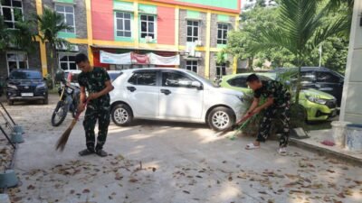Hari Ke-19 TMMD Ke-129, Satgas Kodim 0418/Palembang Pastikan Poskotis Tetap Bersih