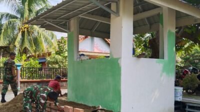 Poskamling Talang Jambe Hampir Rampung, TMMD Ke-129 Kodim 0418/ Palembang Dorong Partisipasi Warga Jaga Lingkungan