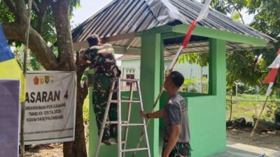 Keamanan Lingkungan Jadi Perhatian, Satgas TMMD ke-129 Kodim 0418/Palembang Kebut Penyelesaian Pos Kamling