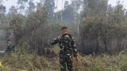Karhutla di Gandus Mengamuk, Babinsa dan Warga Berjibaku Jinakkan Api