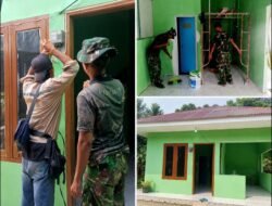 TMMD Ke- 129 Kodim 0418/ Palembang : Cat Hijau Mengubah Wajah Rumah Ibu Sriyanti, Listrik Kini Tersambung