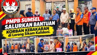 PMPB Sumsel Salurkan Bantuan Sembako Korban Kebakaran di Lorong Sikam Kalidoni