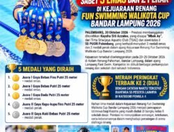 Kaysha Siti Azzalea Sabet 3 Emas 2 Perak Perak Kejuaraan Renang Fun Swimming Walikota Cup Bandar Lampung Oktober 2026