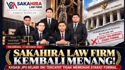 Sakahira law firm Kembali Menang ! Kasasi JPU Kejari OKI Tercatat Tidak Memenuhi Syarat Formal